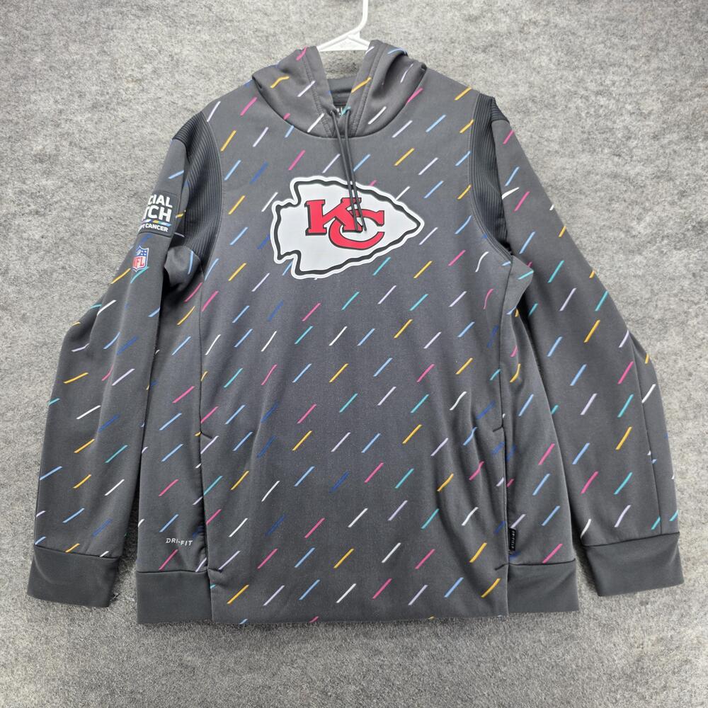 Kansas City Chiefs Sweatshirt Mens L Gray NFL Football Nike Dri-FIT Hooded
